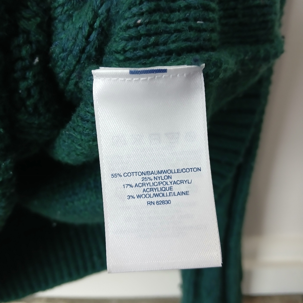 🍂 Lands End Green Cable Knit Turtleneck Sweater Small wool blend - Picture 5 of 8